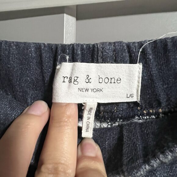 Rag & Bone Women Faux Denim Cotton Terry Miramar Jogger Pants Large Blue Lounge - Picture 5 of 7